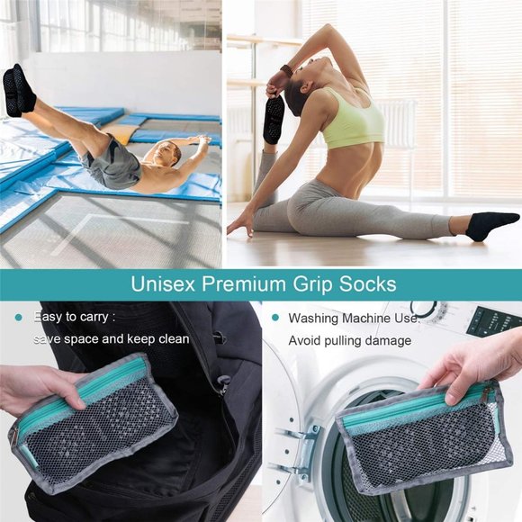 Unisex Non Slip Grip Yoga Hospital Pilates Barre Ankle Cushioned Socks - Picture 5 of 7